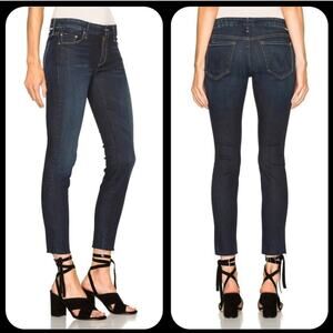 MOTHER Looker Ankle Fray in No Play - Blue - Stretch Denim - Size 28